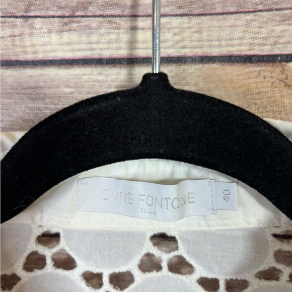 Anne Fontaine Button Down Tunic Blouse Eyelet - Picture 4 of 5